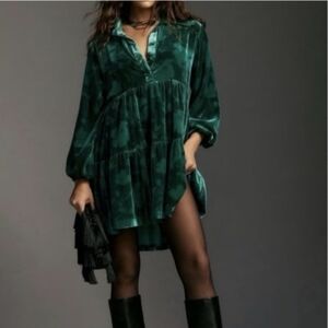 Anthropologie Maeve Bettina Green Velvet